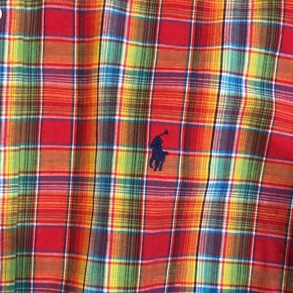 RALPH LAUREN Men’s Red Yellow Blue Bright Long Sleeve Button Down Shirt Sz XL - Picture 11 of 11